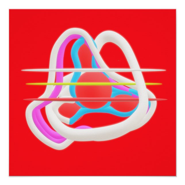 Red with abstract surreal design in cute colours   poster (Front)