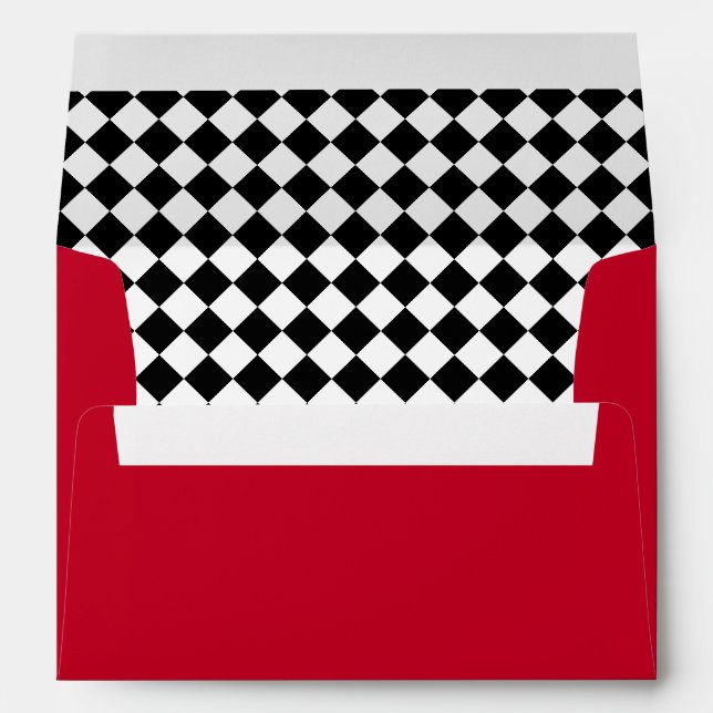 Red with Black & White Chequered Lining Envelope (Back (Bottom))