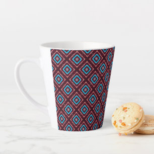 Red With Blue Diamond Latte Mug