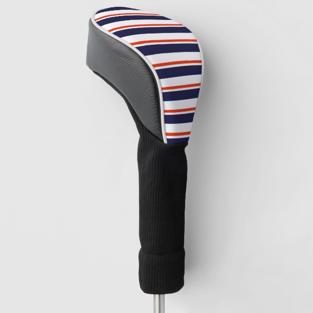 Red With Blue Stripes Golf Head Cover (Angled)