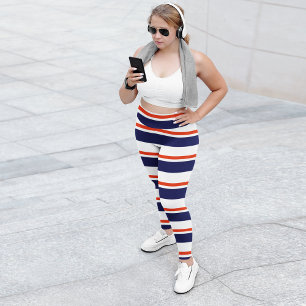 Red With Blue Stripes Leggings
