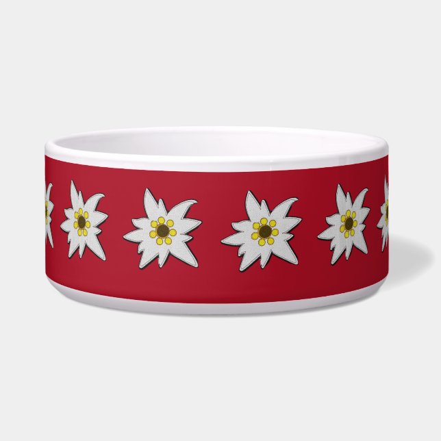 Red with Edelweiss  Bowl (Front)