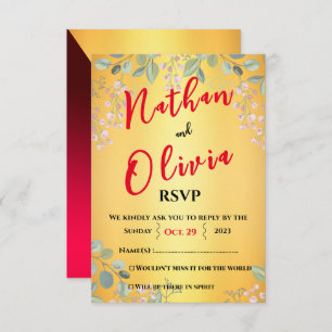 Red with Gold RSVP Card