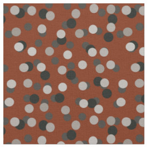 red with gray white and black dots fabric