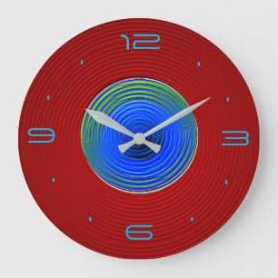 Red with Green Blue Swirly Glow Centre>Wall Clock