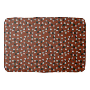 red with grey white and black dots bath mat