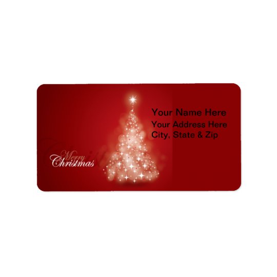 Red with Lights Christmas Tree Address Labels