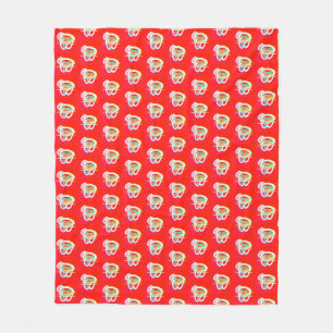 Red with small art designs on it    fleece blanket