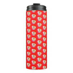 Red with small art designs on it thermal tumbler