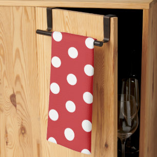 Red with Solid White Dot Style Tea Towel