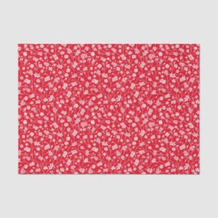 Red with Tiny White Flowers Tissue Paper