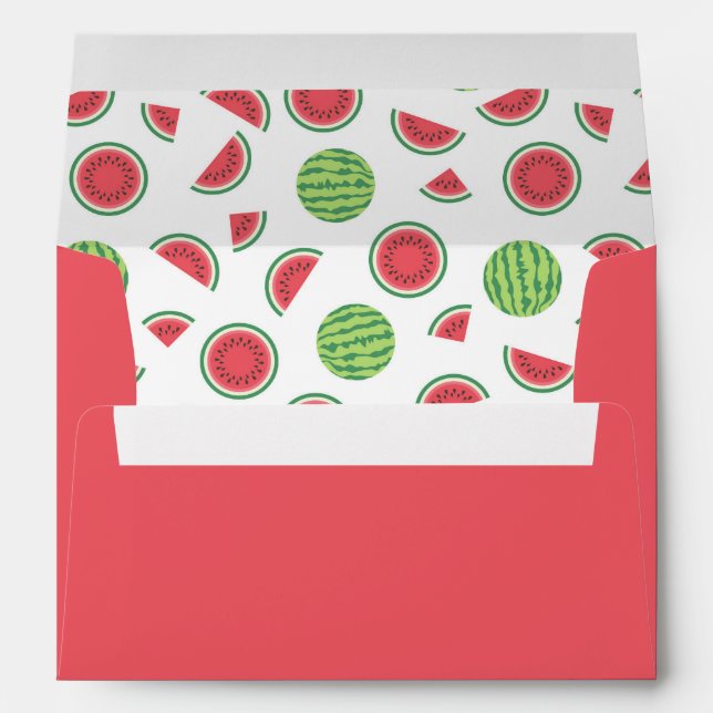 Red with Watermelon Patterned Liner Envelopes (Back (Bottom))