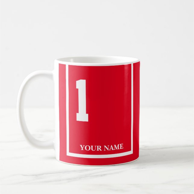 Red with White 1 Horse Saddle Blanket Custom Coffee Mug (Left)