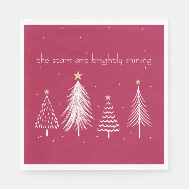 Red with White Christmas Trees  Napkin (Front)