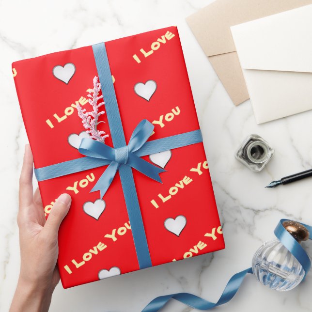 Red with white heart wrapping paper (Gifting)