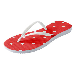 Red with White Hearts Thongs