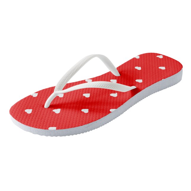 Red with White Hearts Thongs (Angled)