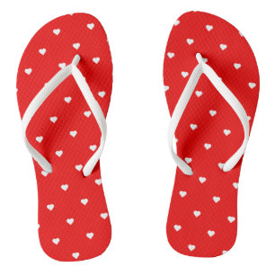 Red with White Hearts Thongs