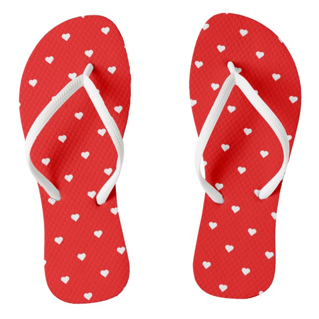 Red with White Hearts Thongs (Footbed)