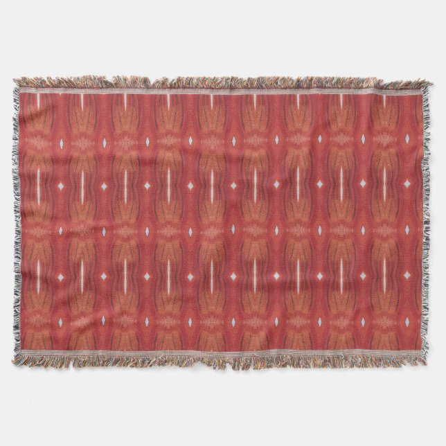 Red With White Patterned Throw Blanket (Front)