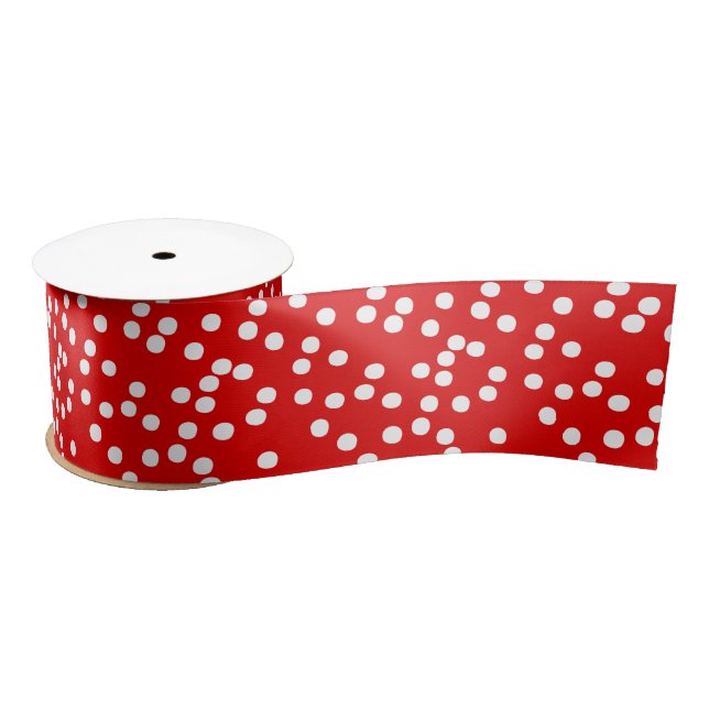 Red with White Polkadots  Customisable Colour Satin Ribbon (Spool)
