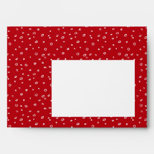 Red with White Sketched Dots Modern Christmas Envelope