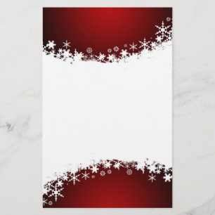 Red with White Snowflake Stationery