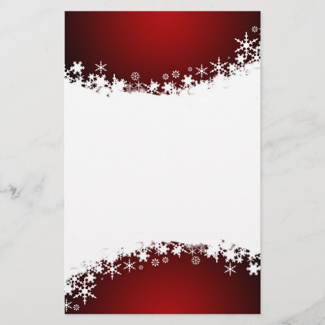 Red with White Snowflake Stationery (Front)