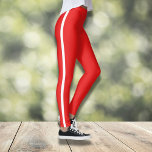 Red with White striped Leggings<br><div class="desc">Elevate your workout or casual style with these bold and vibrant red leggings featuring a classic white side stripe. Designed for comfort and durability, these leggings are perfect for the gym, a yoga class, or a relaxed day out. The high-waist fit offers a flattering silhouette, while the breatheable material ensures...</div>