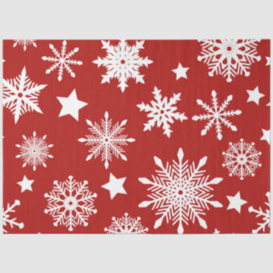 RED WITH WHITE WINTER SNOWFLAKES TISSUE PAPER