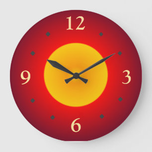 Red with Yellow Full Moon> Wall Clock