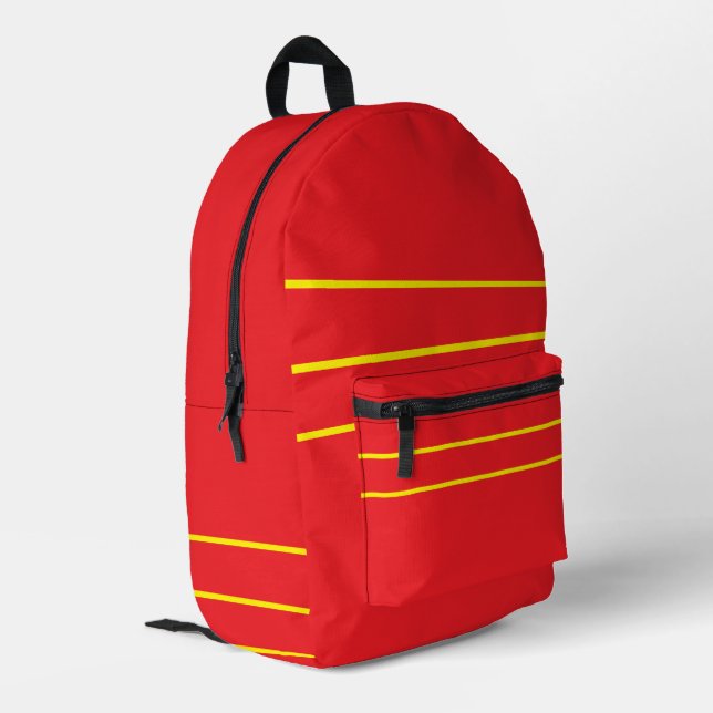  Red With Yellow  Printed Backpack (Back Corner Left)