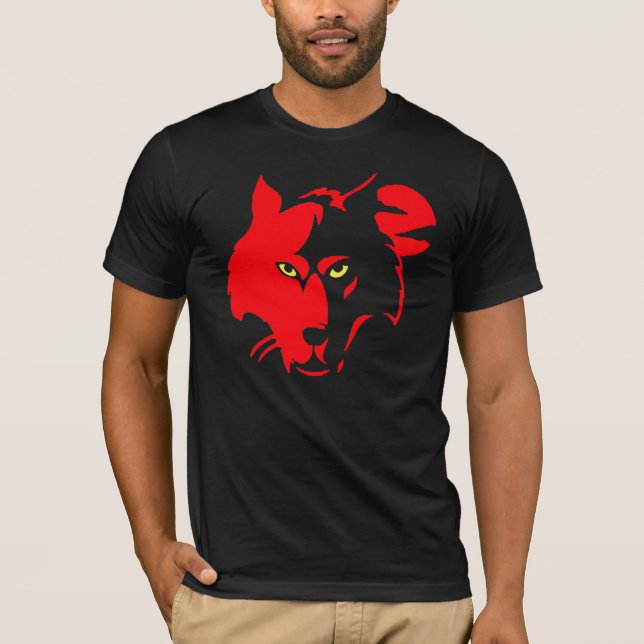 Red Wolf on Black  Tee (Front)
