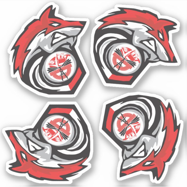 Red Wolf Sheet of 4 school logos (Front)