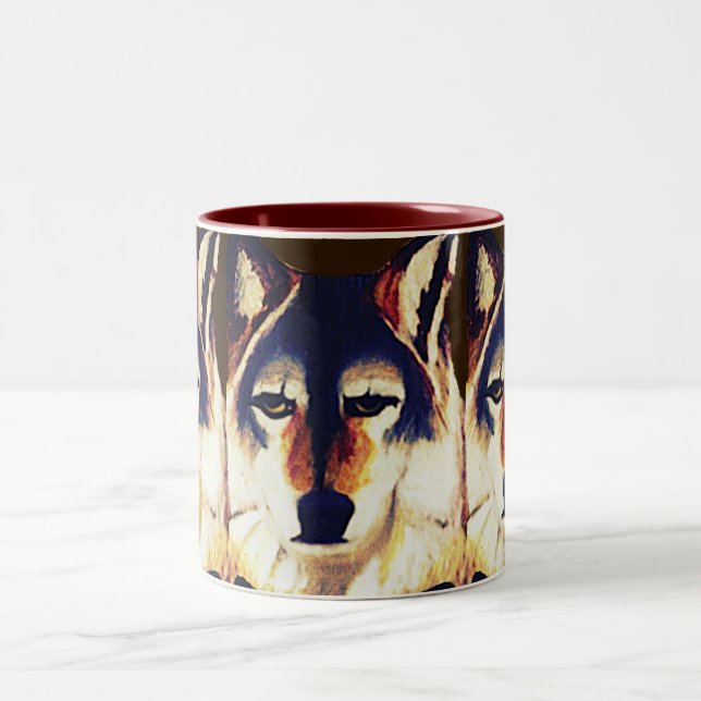 RED WOLF  Two-Tone COFFEE MUG (Center)