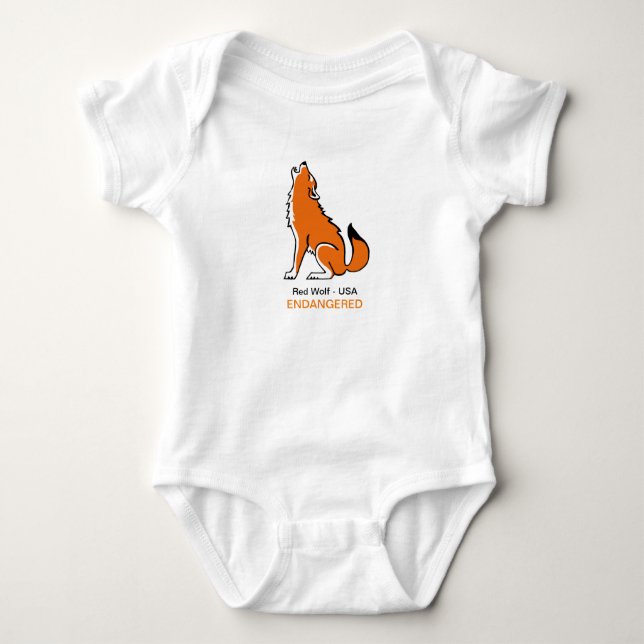 Red WOLF - USA - Endangered animal -  Baby Bodysuit (Front)