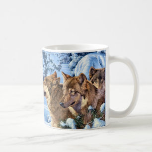 Red wolves painting coffee mug