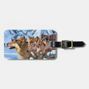 Red wolves painting luggage tag
