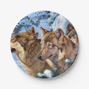 Red wolves painting paper plate
