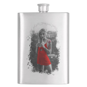 Red Woman Hip Flask