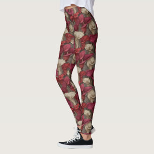 Red Women Active Wear Calla lilies Fantasy Gifts  Leggings