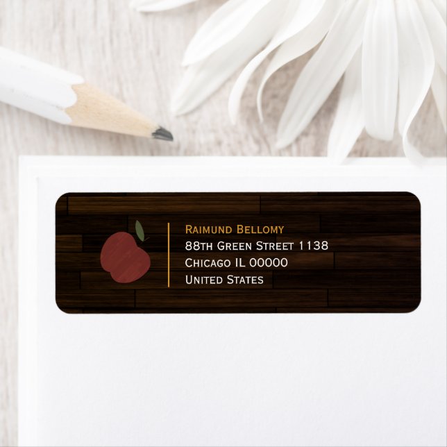 Red Wood Apple Return Address Label (Insitu)
