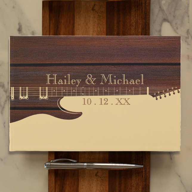 Red Wood & Brown Guitar Wedding Guest Book (Red Wood & Brown Guitar Wedding Guest Book
)