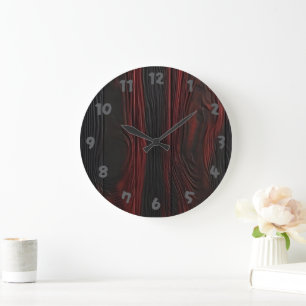 Red Wood Large Clock