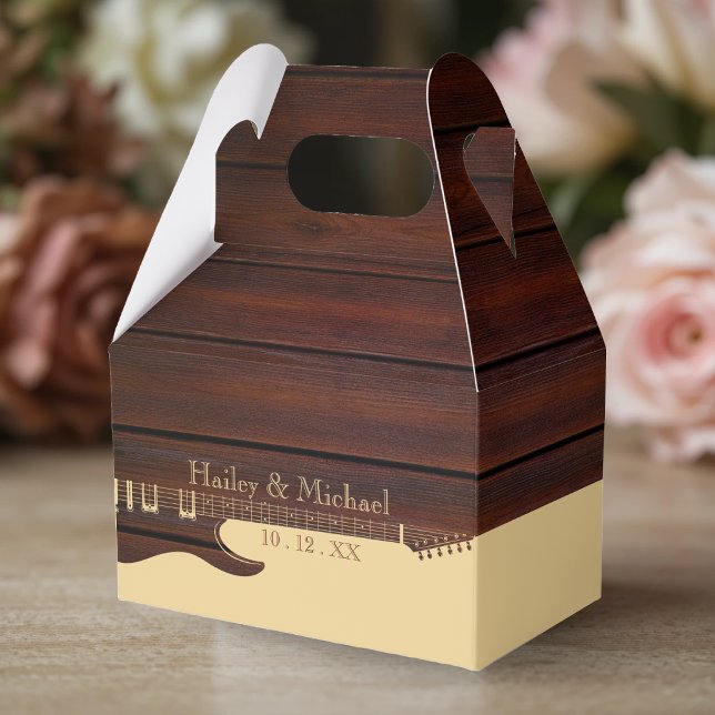 Red Wood & Tan Brown Guitar Wedding Favour Box (Red Wood & Tan Brown Guitar Wedding Favor Boxes
)