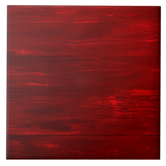 Red wood texture stripes ceramic tile (Front)
