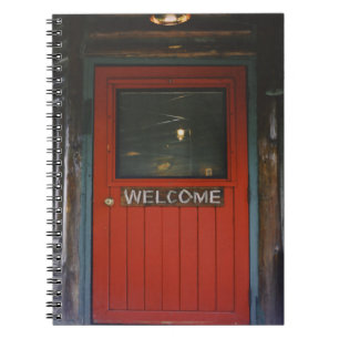 RED WOODEN CLOSED DOOR NOTEBOOK