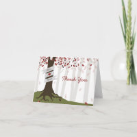 Red Woodland Autumn Wedding Thank You
