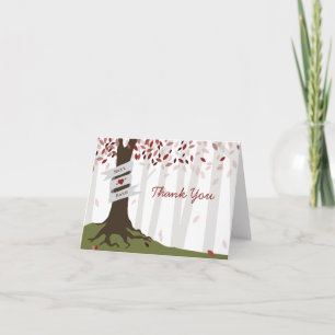 Red Woodland Autumn Wedding Thank You Card