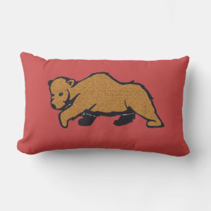 Red Woodland Brown Bear Lumbar Cushion